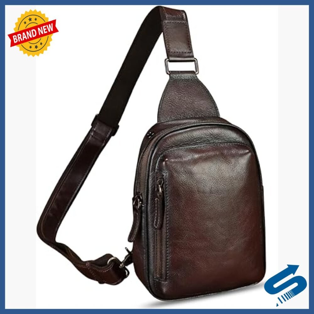 Genuine Leather Small Crossbody Sling Bag for Hiking Sports Travel